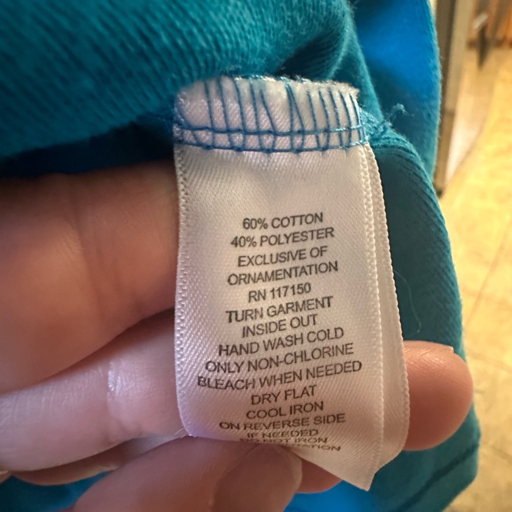 Quacker Factory Teal Top with Floral Embellishments - Picture 4 of 10